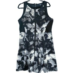 Black Gray Sleeveless Fit And Flare Dress Size XL Goth Core Neutral Retro Party